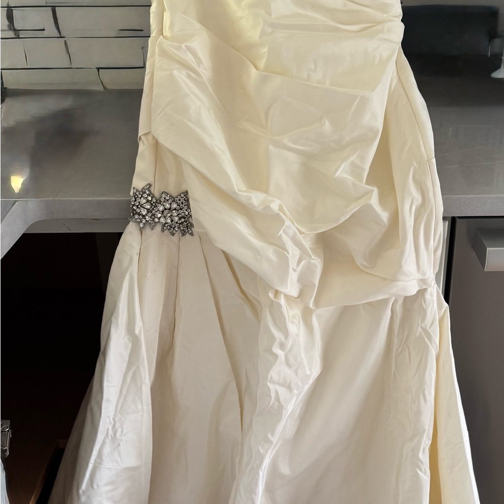 Nouvelle AMSALE Cream Tiered Embellished Wedding Gown